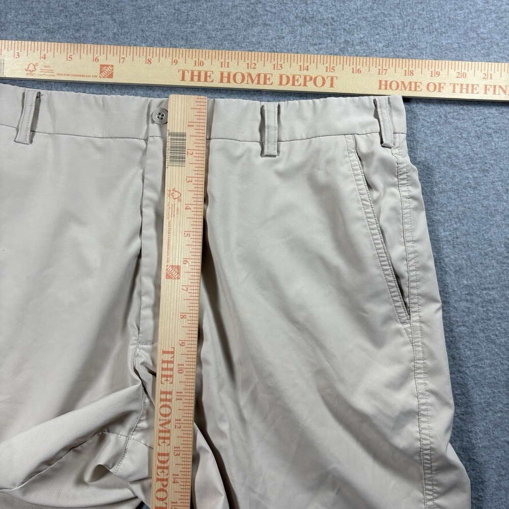 VTG Nike Golf Fit Dry Shorts Mens 36 Beige Tan Flat Front Y2K Tech Chino Swoosh - Picture 8 of 8